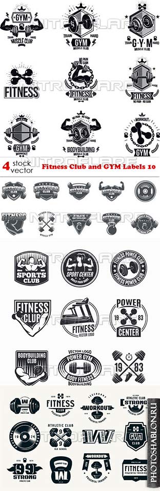 Векторный клипарт - Fitness Club and GYM Labels 10