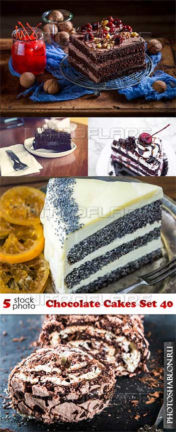 Клипарт, фото HD - Шоколадные пирожные / Photos - Chocolate Cakes Set