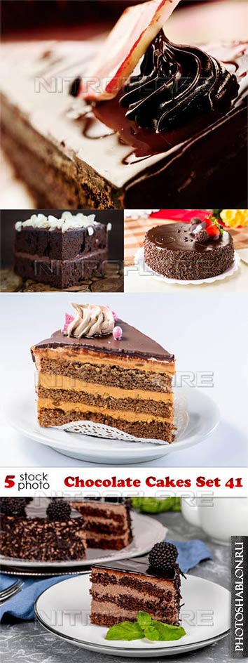 Клипарт, фото HD - Шоколадные пирожные / Photos - Chocolate Cakes Set