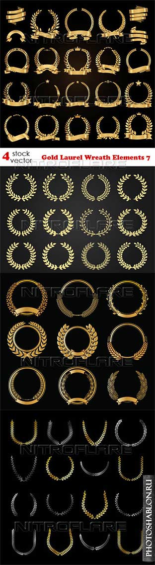 Векторный клипарт - Gold Laurel Wreath Elements 7