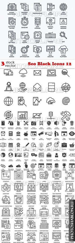 Векторный клипарт - Seo Black Icons 12