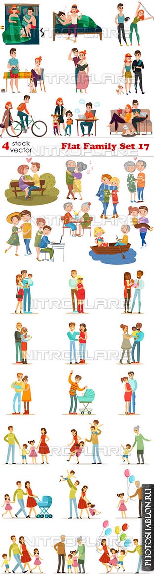 Векторный клипарт - Семья / Flat Family Set 17