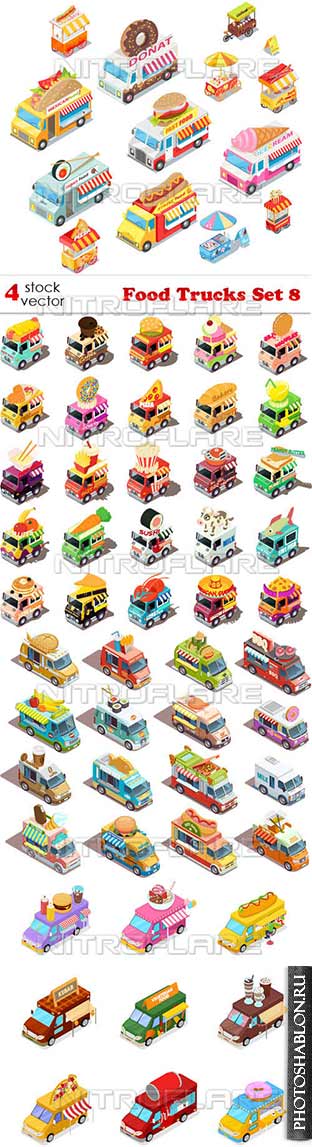 Векторный клипарт - Food Trucks Set 8