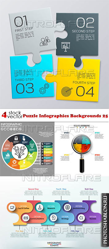 Vectors - Puzzle Infographics Backgrounds 25