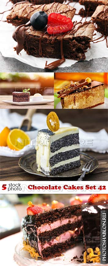 Клипарт, фото HD - Шоколадные пирожные / Photos - Chocolate Cakes Set