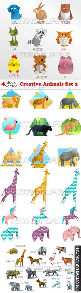 Векторный клипарт - Животные / Creative Animals Set 2