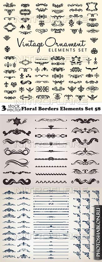 Vectors - Floral Borders Elements Set 58