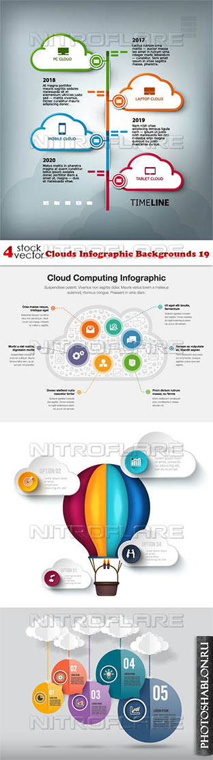 Vectors - Clouds Infographic Backgrounds 19