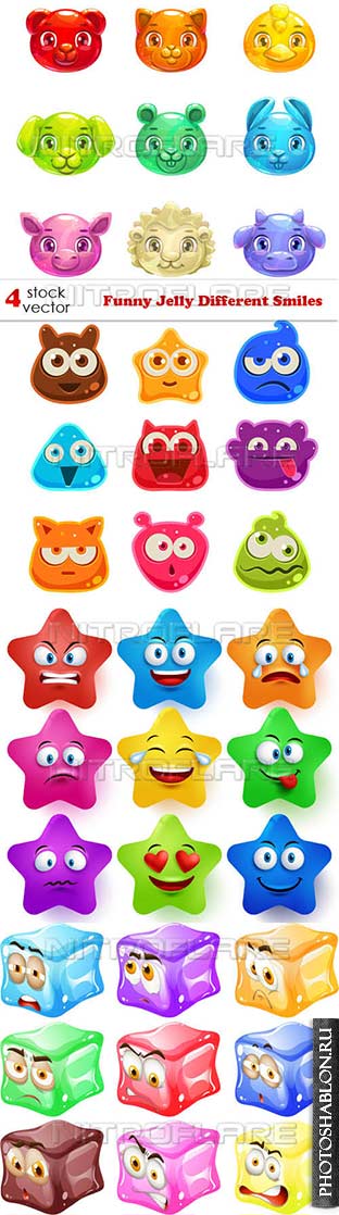 Векторный клипарт - Funny Jelly Different Smiles