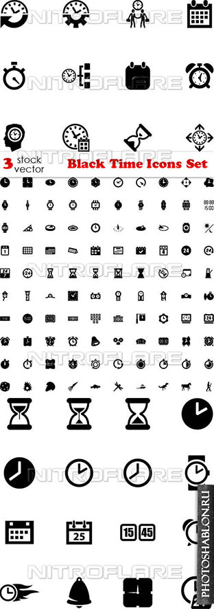 Векторный клипарт - Black Time Icons Set