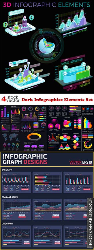 Vectors - Dark Infographics Elements Set