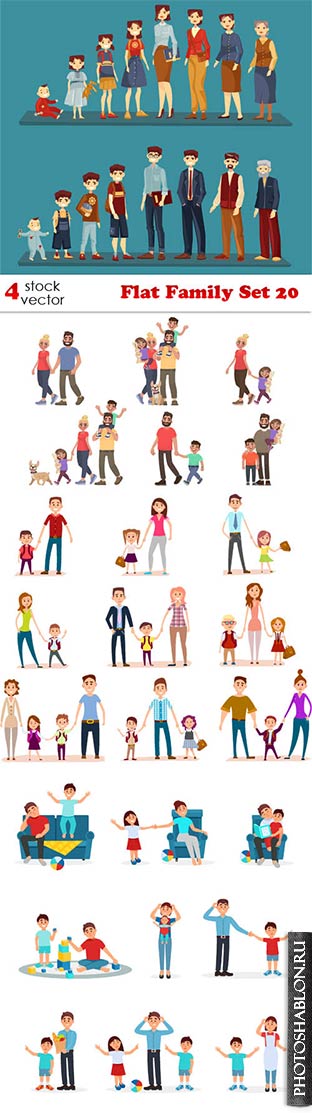 Векторный клипарт - Семья / Flat Family Set 20