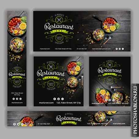 Винтажные баннеры для ресторана / Set of vintage restaurant banners
