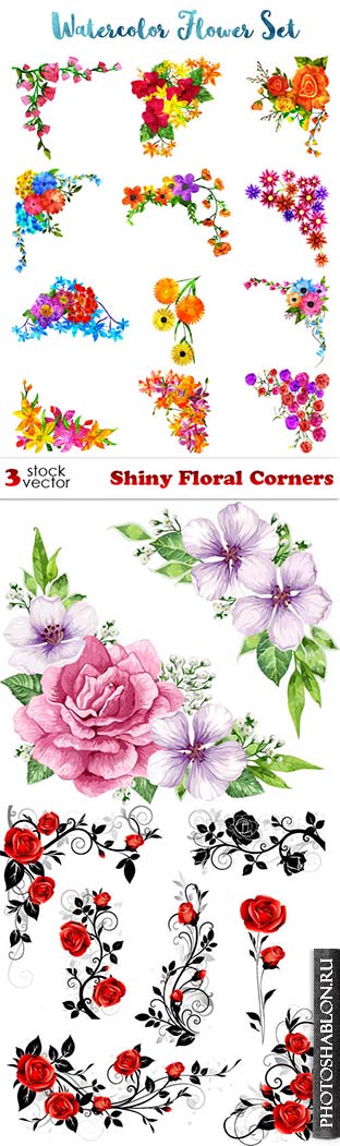 Vectors - Shiny Floral Corners