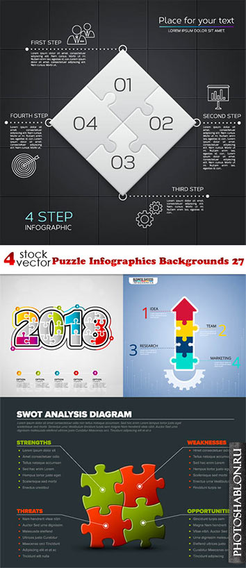 Vectors - Puzzle Infographics Backgrounds 27