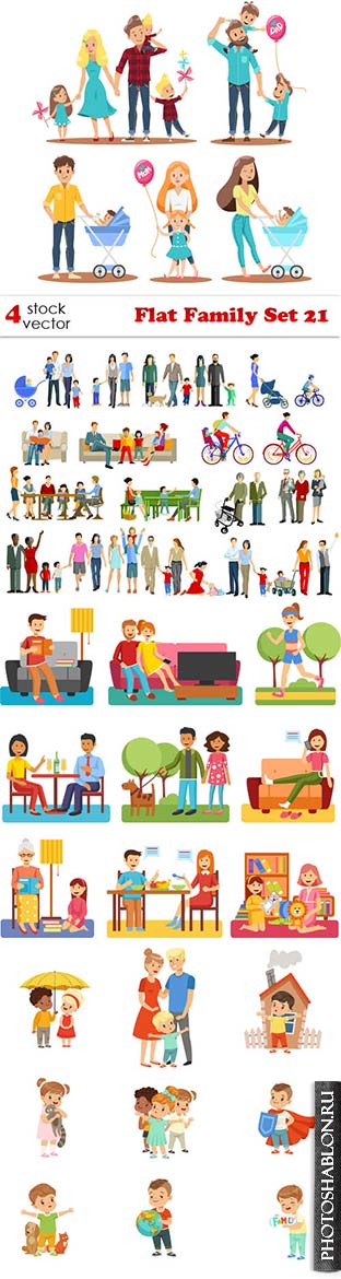 Векторный клипарт - Семья / Flat Family Set 21