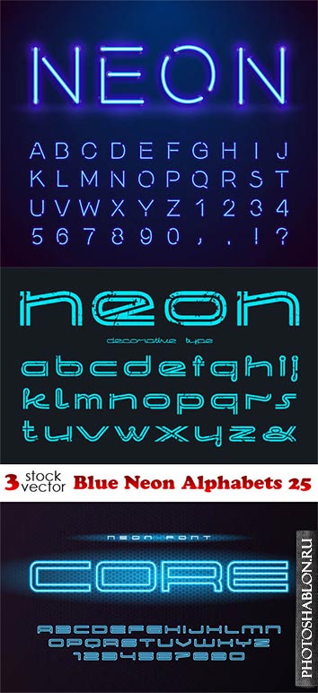 Vectors - Blue Neon Alphabets 25