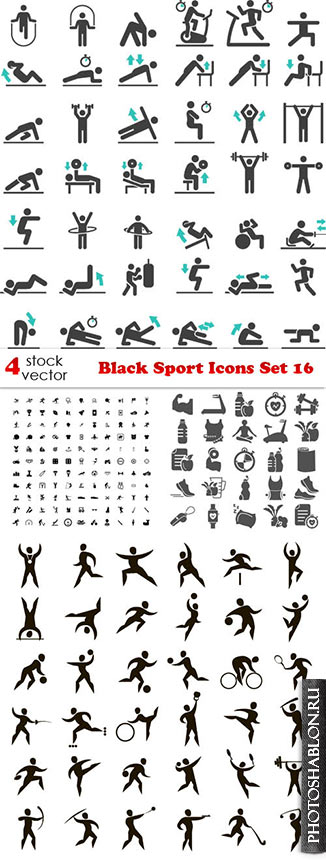 Векторный клипарт - Black Sport Icons Set 16