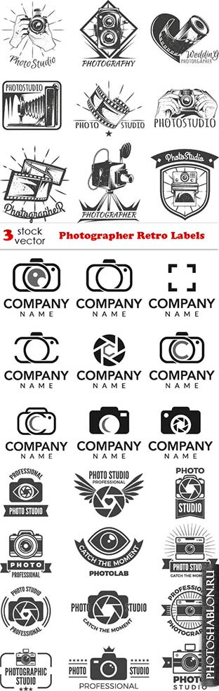 Векторный клипарт - Photographer Retro Labels