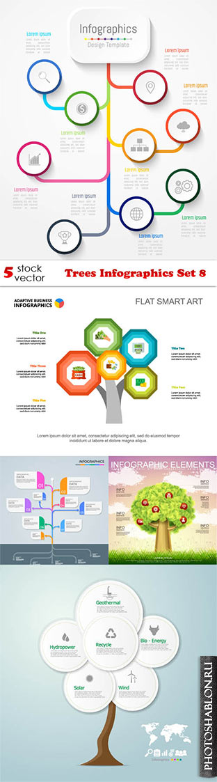 Векторный клипарт - Trees Infographics Set 8