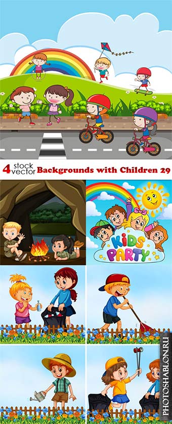 Векторный клипарт - Дети / Vectors - Backgrounds with Children 29