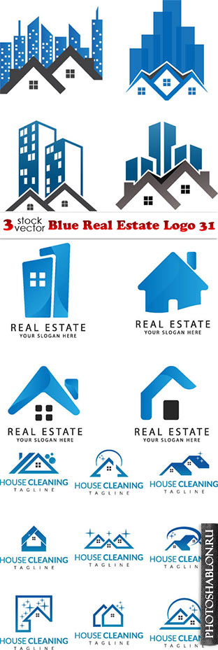 Векторные логотипы - Недвижимость / Vectors - Blue Real Estate Logo 31