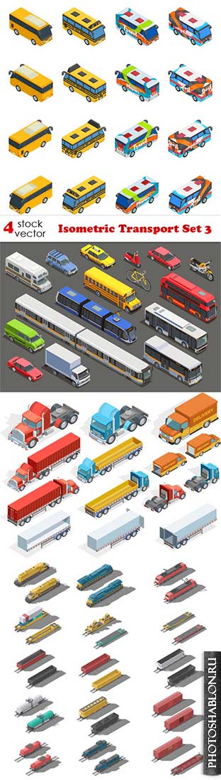 Векторный клипарт - Isometric Transport Set 3