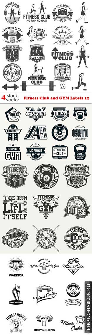 Векторный клипарт - Fitness Club and GYM Labels 12